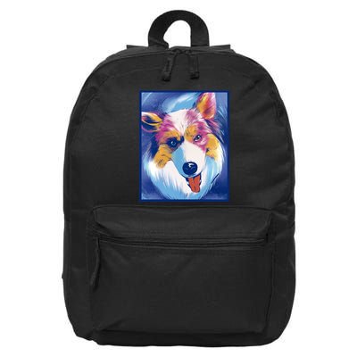 Australian Shepherd Colorful Dog 16 in Basic Backpack