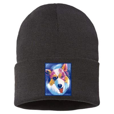 Australian Shepherd Colorful Dog Sustainable Knit Beanie