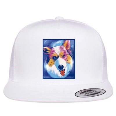 Australian Shepherd Colorful Dog Flatbill Hat