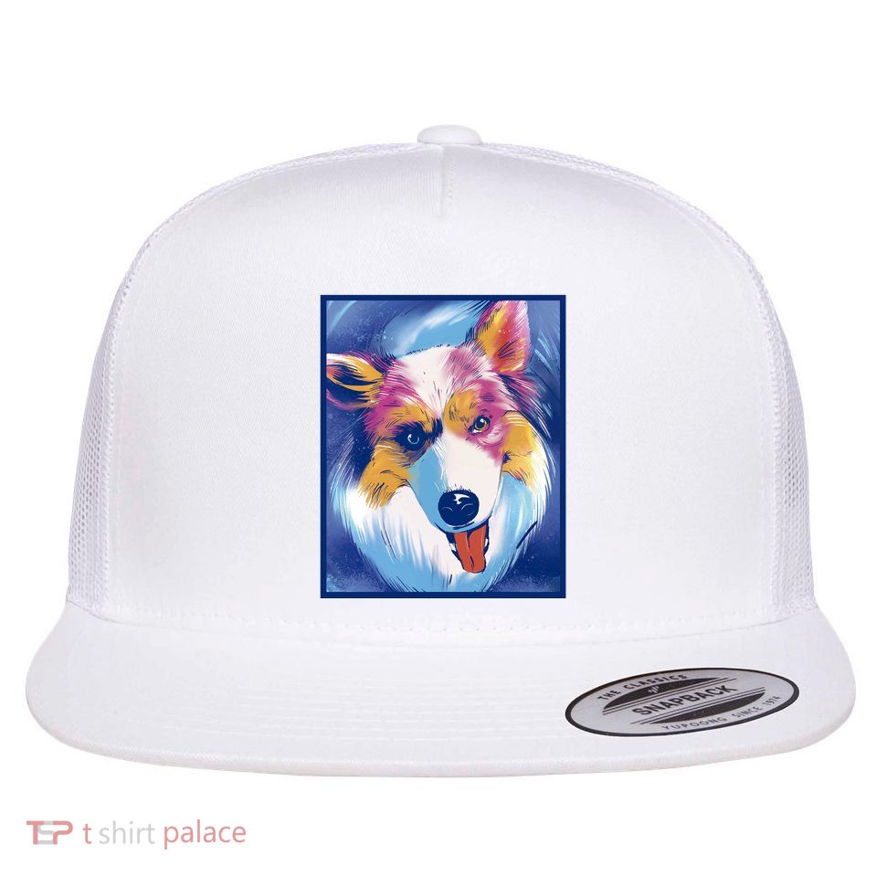 Australian Shepherd Colorful Dog Flatbill Hat