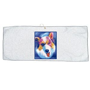 Australian Shepherd Colorful Dog Large Microfiber Waffle Golf Towel