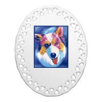 Australian Shepherd Colorful Dog Ceramic Oval Ornament