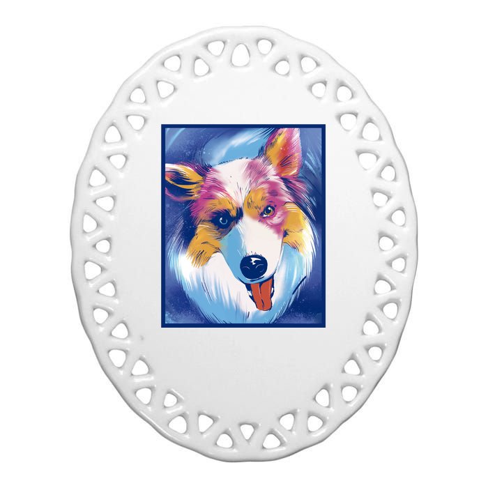 Australian Shepherd Colorful Dog Ceramic Oval Ornament