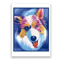 Australian Shepherd Colorful Dog Poster