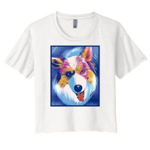 Australian Shepherd Colorful Dog Women's Crop Top Tee