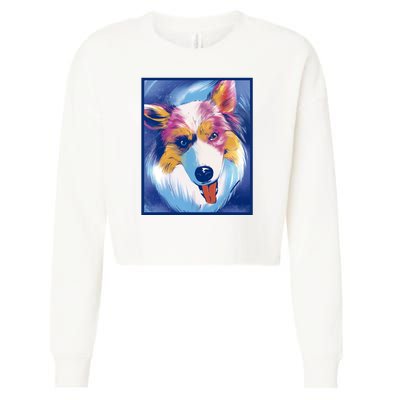 Australian Shepherd Colorful Dog Cropped Pullover Crew