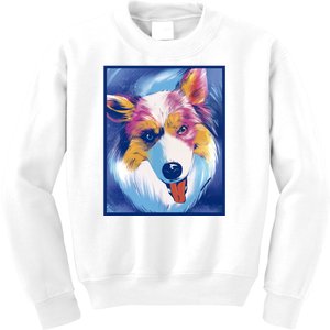 Australian Shepherd Colorful Dog Kids Sweatshirt