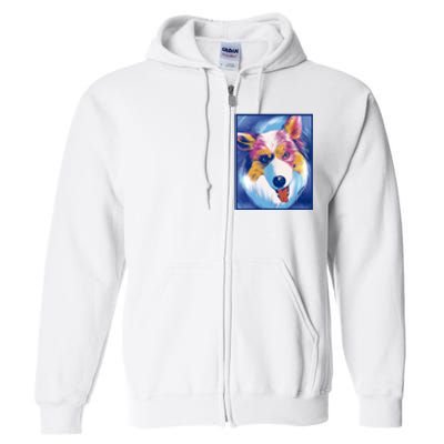 Australian Shepherd Colorful Dog Full Zip Hoodie