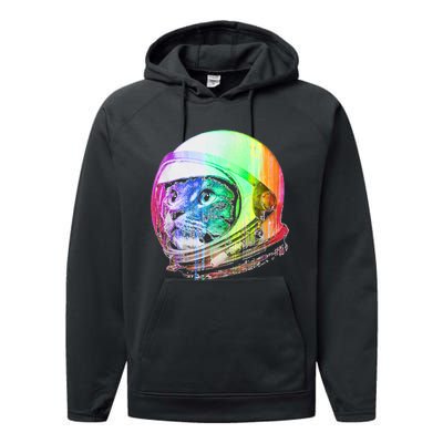 Astronaut Space Cat (Digital Rainbow Version) Performance Fleece Hoodie