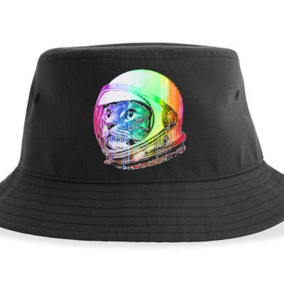 Astronaut Space Cat (Digital Rainbow Version) Sustainable Bucket Hat