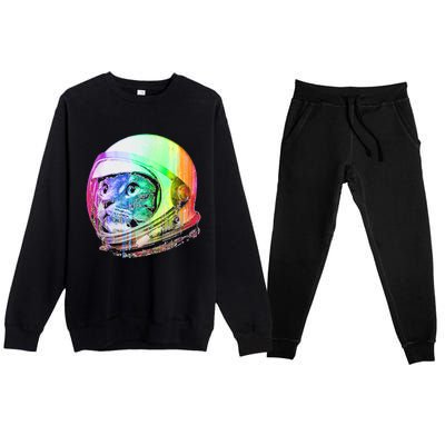 Astronaut Space Cat (Digital Rainbow Version) Premium Crewneck Sweatsuit Set