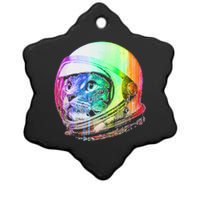 Astronaut Space Cat (Digital Rainbow Version) Ceramic Star Ornament