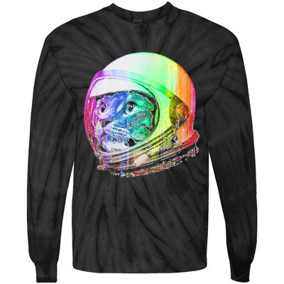 Astronaut Space Cat (Digital Rainbow Version) Tie-Dye Long Sleeve Shirt