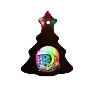 Astronaut Space Cat (Digital Rainbow Version) Ceramic Tree Ornament