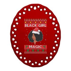 Afro Santa Claus Black Magic Ugly Christmas Melanin Ceramic Oval Ornament