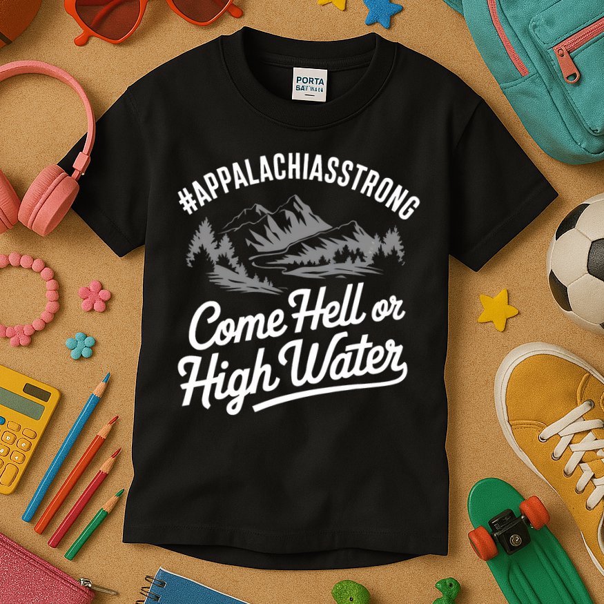 Appalachia Strong Come Hell Or High Water Mountain Nc Vn Tn Kids T-Shirt