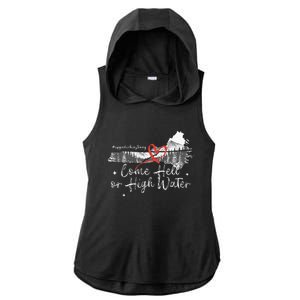 Appalachia Strong Come Hell Or High Water Mountain Ladies PosiCharge Tri-Blend Wicking Draft Hoodie Tank