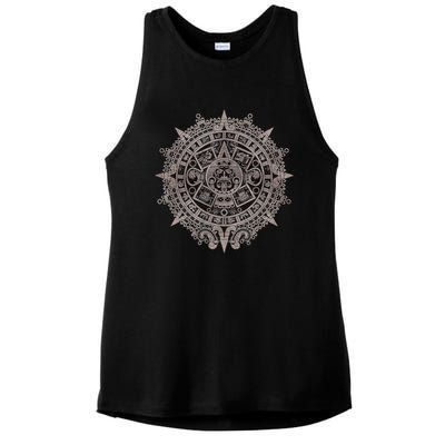 Aztec Sun Calendar Aztec Sun Stone Mayan Sun Symbol Ladies PosiCharge Tri-Blend Wicking Tank