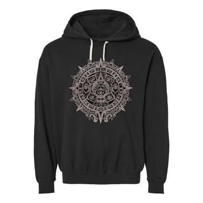 Aztec Sun Calendar Aztec Sun Stone Mayan Sun Symbol Garment-Dyed Fleece Hoodie