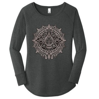 Aztec Sun Calendar Aztec Sun Stone Mayan Sun Symbol Women's Perfect Tri Tunic Long Sleeve Shirt