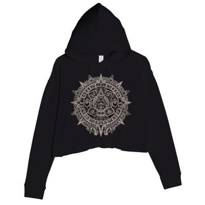 Aztec Sun Calendar Aztec Sun Stone Mayan Sun Symbol Crop Fleece Hoodie