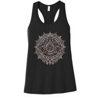 Aztec Sun Calendar Aztec Sun Stone Mayan Sun Symbol Women's Racerback Tank