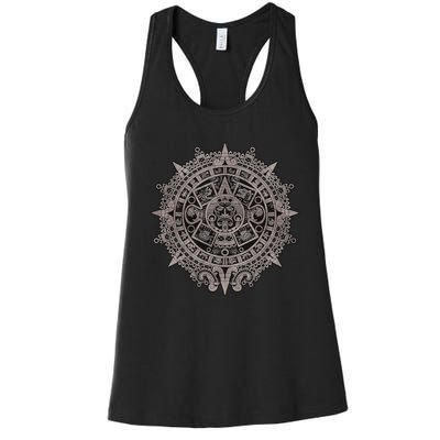 Aztec Sun Calendar Aztec Sun Stone Mayan Sun Symbol Women's Racerback Tank