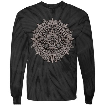 Aztec Sun Calendar Aztec Sun Stone Mayan Sun Symbol Tie-Dye Long Sleeve Shirt
