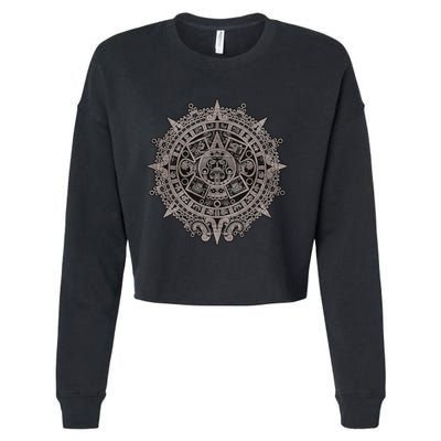 Aztec Sun Calendar Aztec Sun Stone Mayan Sun Symbol Cropped Pullover Crew