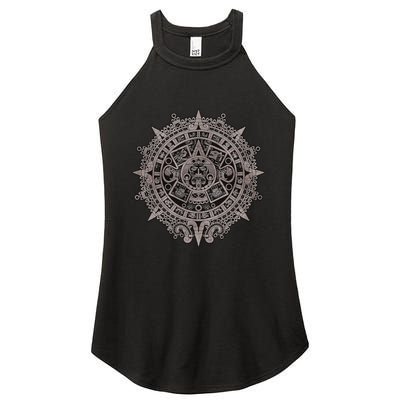 Aztec Sun Calendar Aztec Sun Stone Mayan Sun Symbol Women's Perfect Tri Rocker Tank