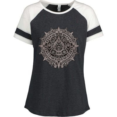 Aztec Sun Calendar Aztec Sun Stone Mayan Sun Symbol Enza Ladies Jersey Colorblock Tee