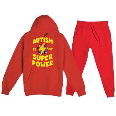 Autism Son Child Daughter Is My Superpower Premium Hooded Sweatsuit Set