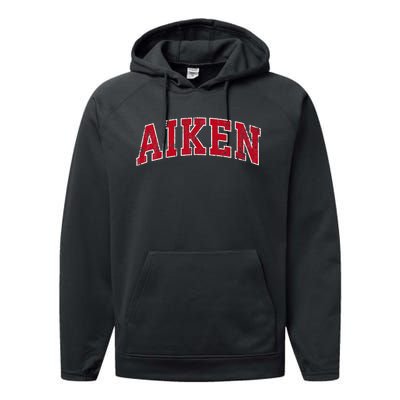 Aiken South Carolina Sc Vintage Sports Design Red Design Performance Fleece Hoodie