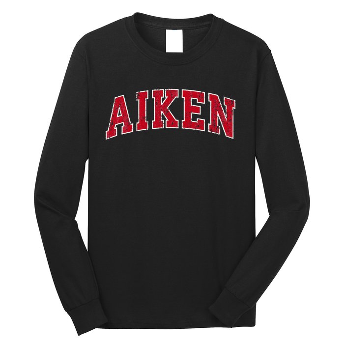 Aiken South Carolina Sc Vintage Sports Design Red Design Long Sleeve Shirt