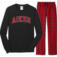 Aiken South Carolina Sc Vintage Sports Design Red Design Long Sleeve Pajama Set