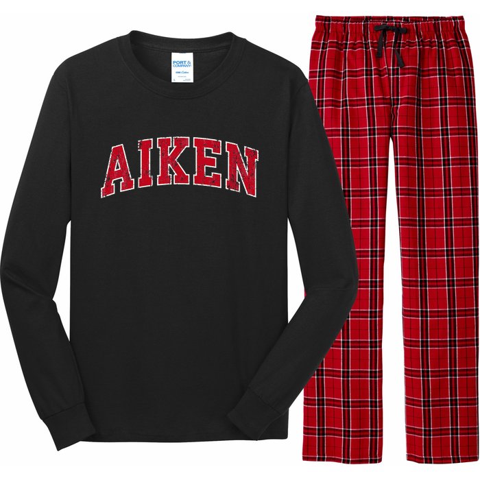 Aiken South Carolina Sc Vintage Sports Design Red Design Long Sleeve Pajama Set