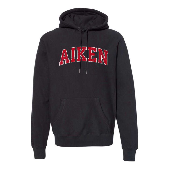 Aiken South Carolina Sc Vintage Sports Design Red Design Premium Hoodie