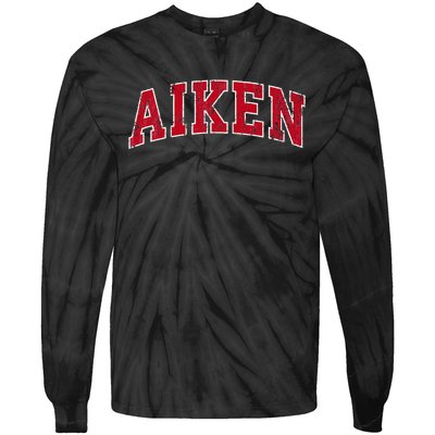 Aiken South Carolina Sc Vintage Sports Design Red Design Tie-Dye Long Sleeve Shirt