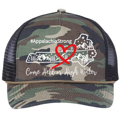 Appalachia Strong Come Hell Or High Water Mountain Retro Rope Trucker Hat Cap