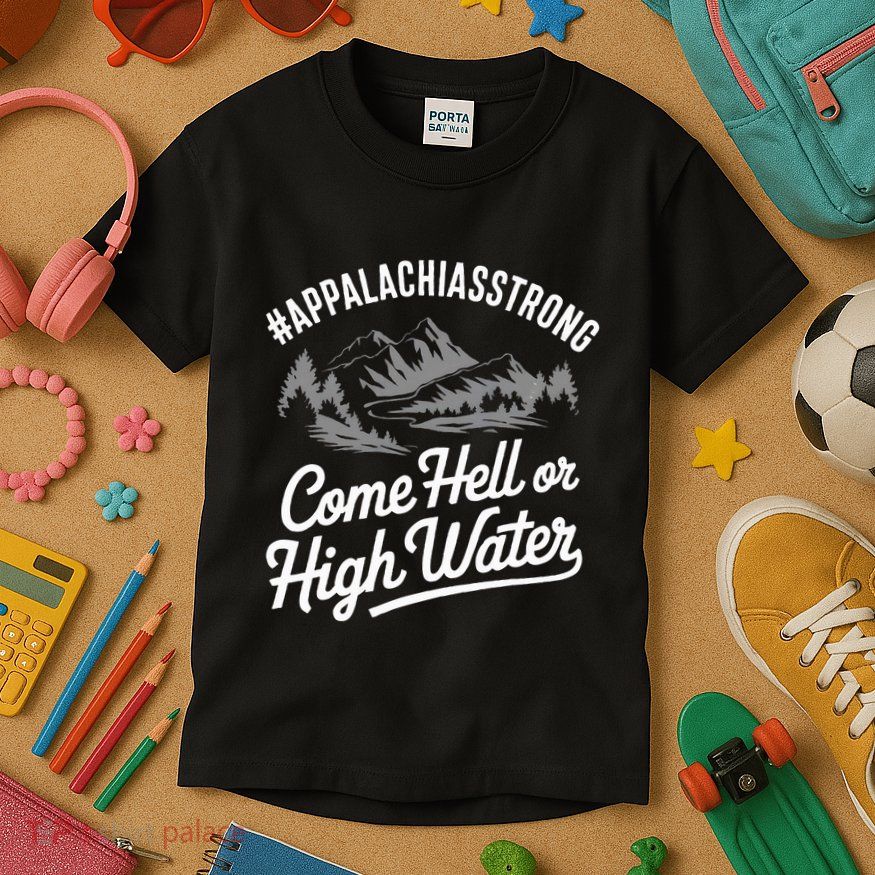 Appalachia Strong Come Hell Or High Water Mountain Nc Vn Tn Kids T-Shirt