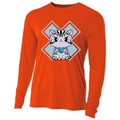 American Shorthair Cat Anime Kitten Diabetes Awareness Gift Cooling Performance Long Sleeve Crew