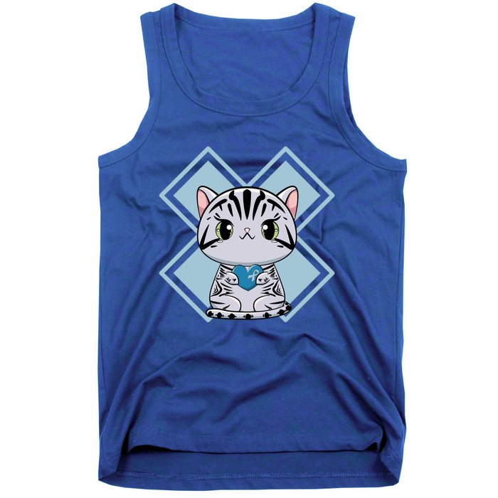 American Shorthair Cat Anime Kitten Diabetes Awareness Gift Tank Top