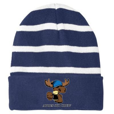 Apres Ski Crew Skier Ski Lover Funny Gift Striped Beanie with Solid Band