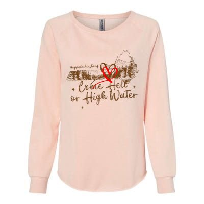 Appalachia Strong Come Hell Or High Water Hurricane Womens California Wash Sweatshirt