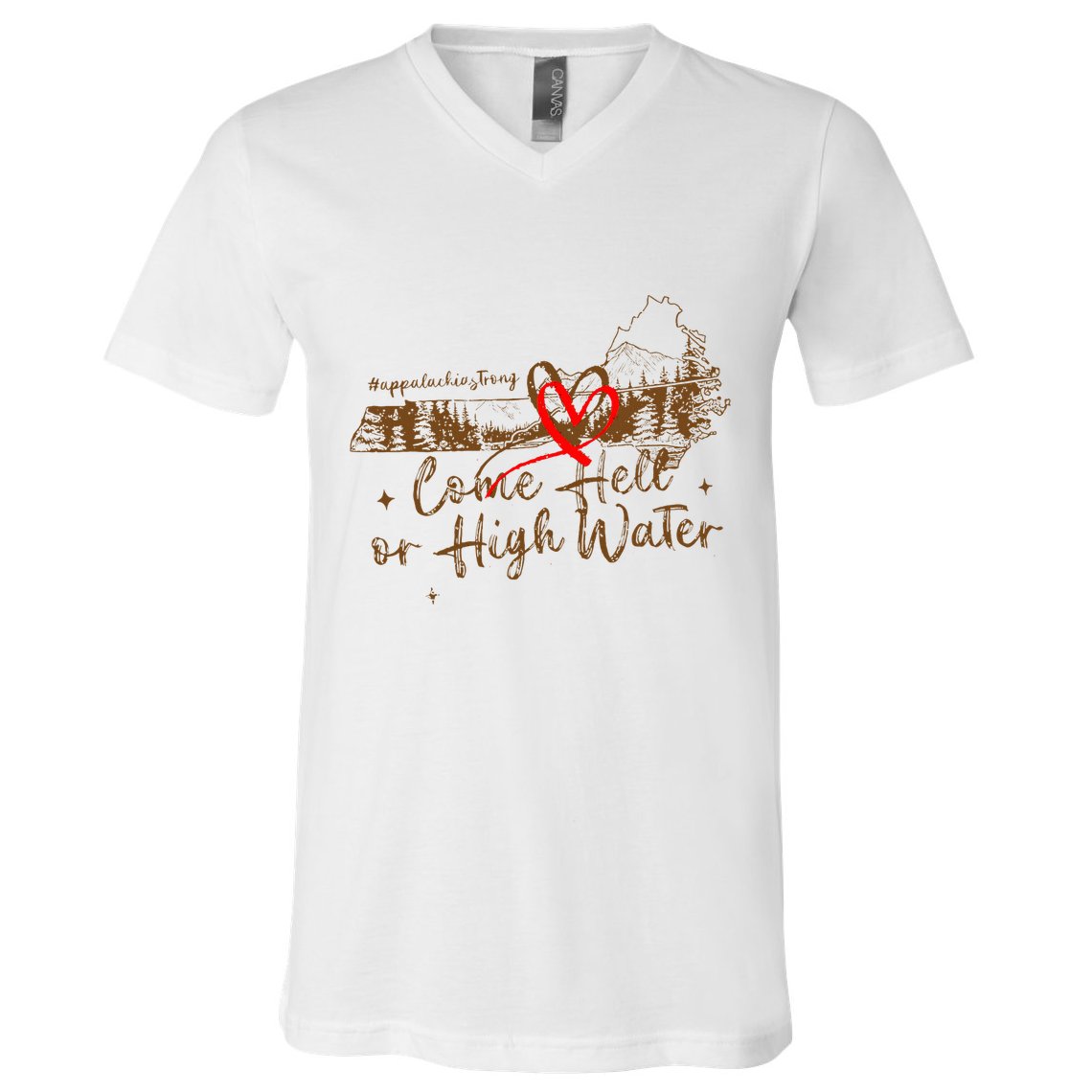 Appalachia Strong Come Hell Or High Water Hurricane V-Neck T-Shirt