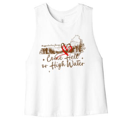 Appalachia Strong Come Hell Or High Water Hurricane Women's Racerback Cropped Tank