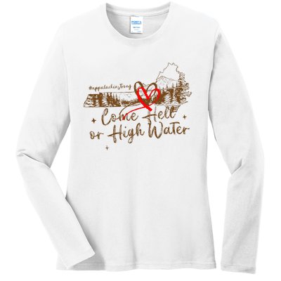 Appalachia Strong Come Hell Or High Water Hurricane Ladies Long Sleeve Shirt