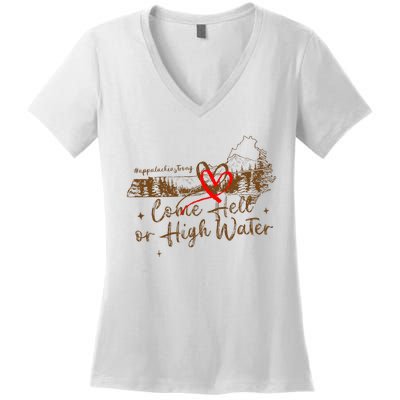 Appalachia Strong Come Hell Or High Water Hurricane Women's V-Neck T-Shirt