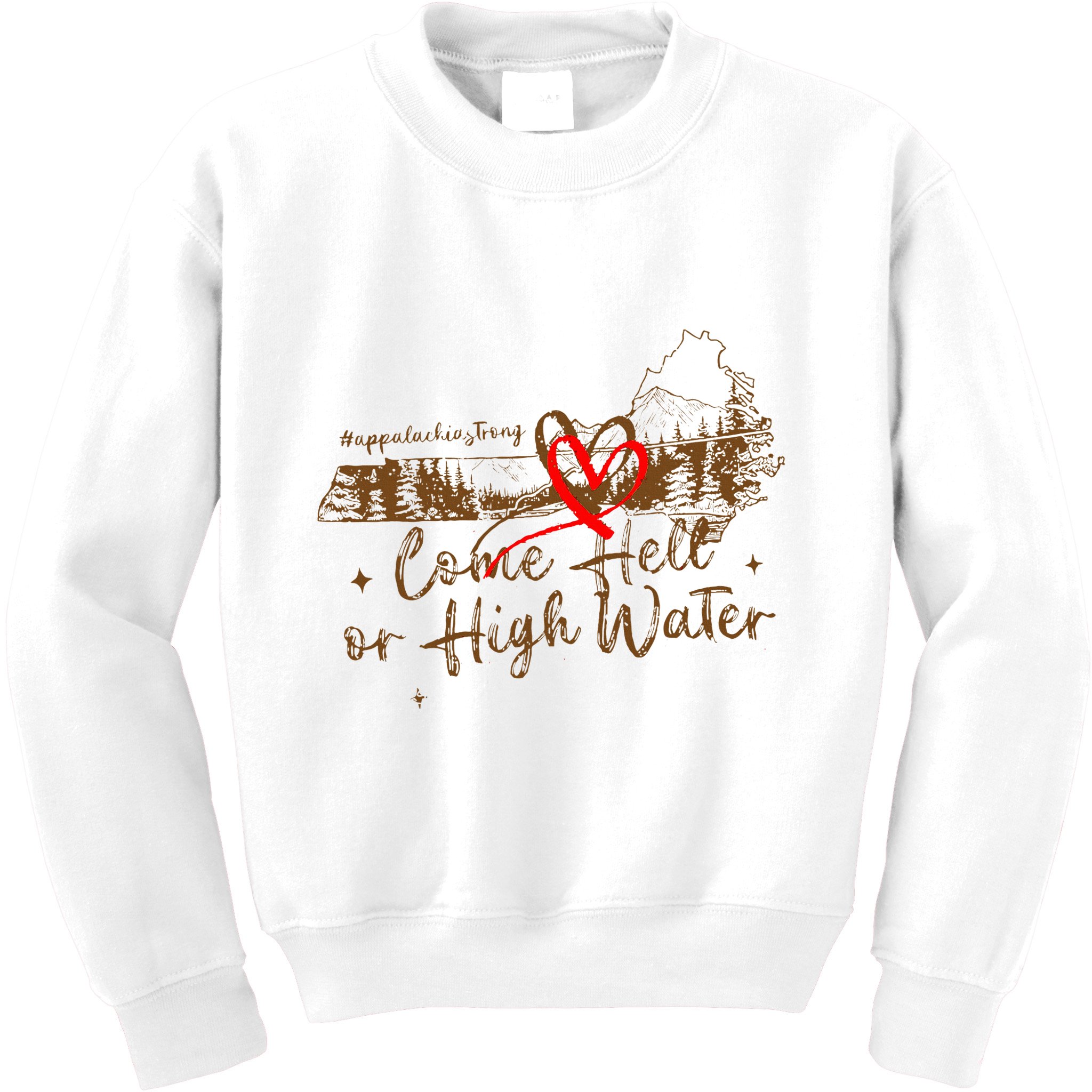 Appalachia Strong Come Hell Or High Water Hurricane Kids Sweatshirt