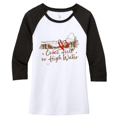 Appalachia Strong Come Hell Or High Water Hurricane Women's Tri-Blend 3/4-Sleeve Raglan Shirt